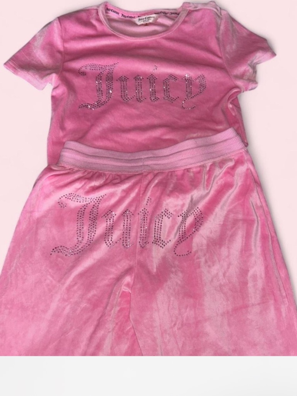 NWT Juicy Couture Pink Velvet Velour Rhinestone Logo Set
